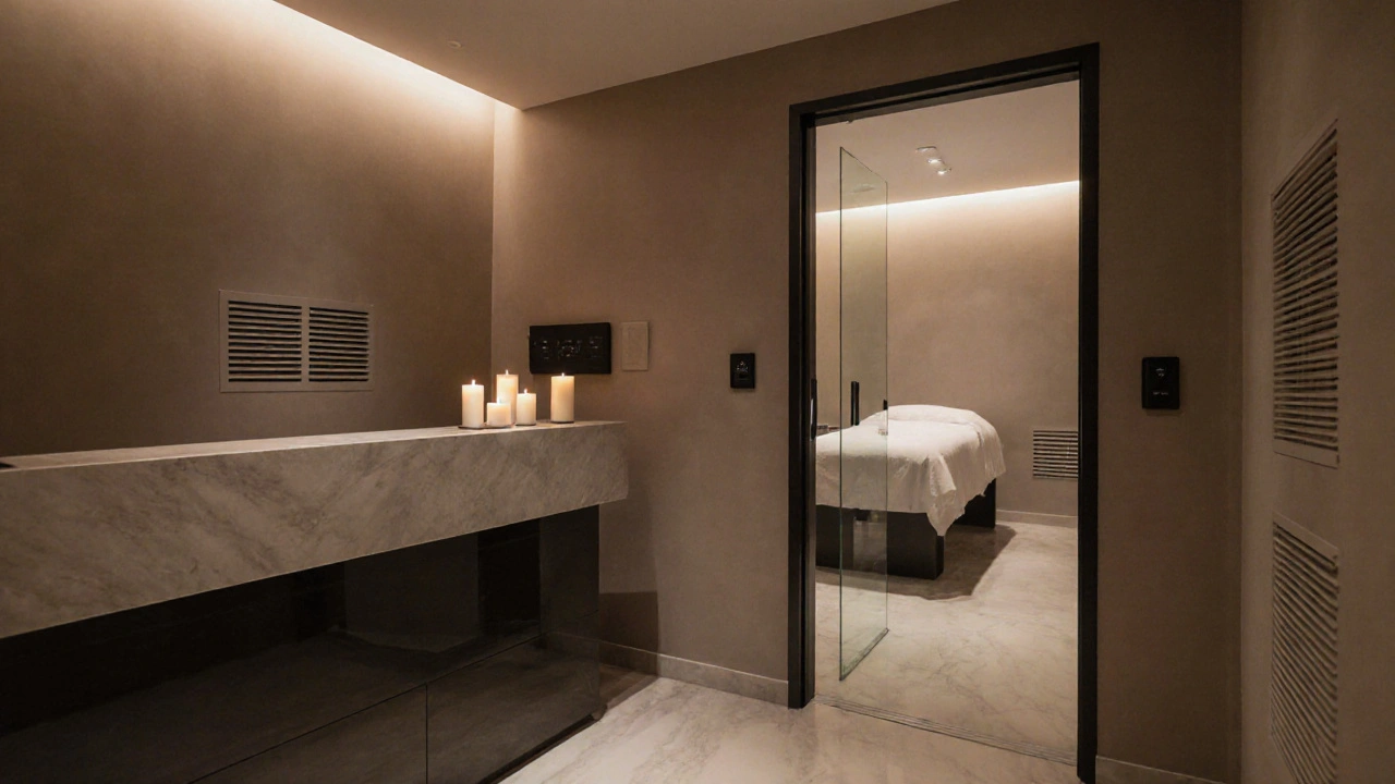 Moderní salón s odděleným vstupem, čistými prostory a hygienickým vybavením.