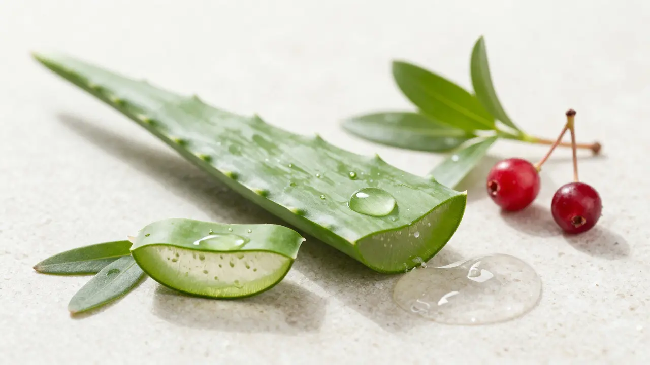 Přírodní ingredience jako aloe vera a kyselina hyaluronová