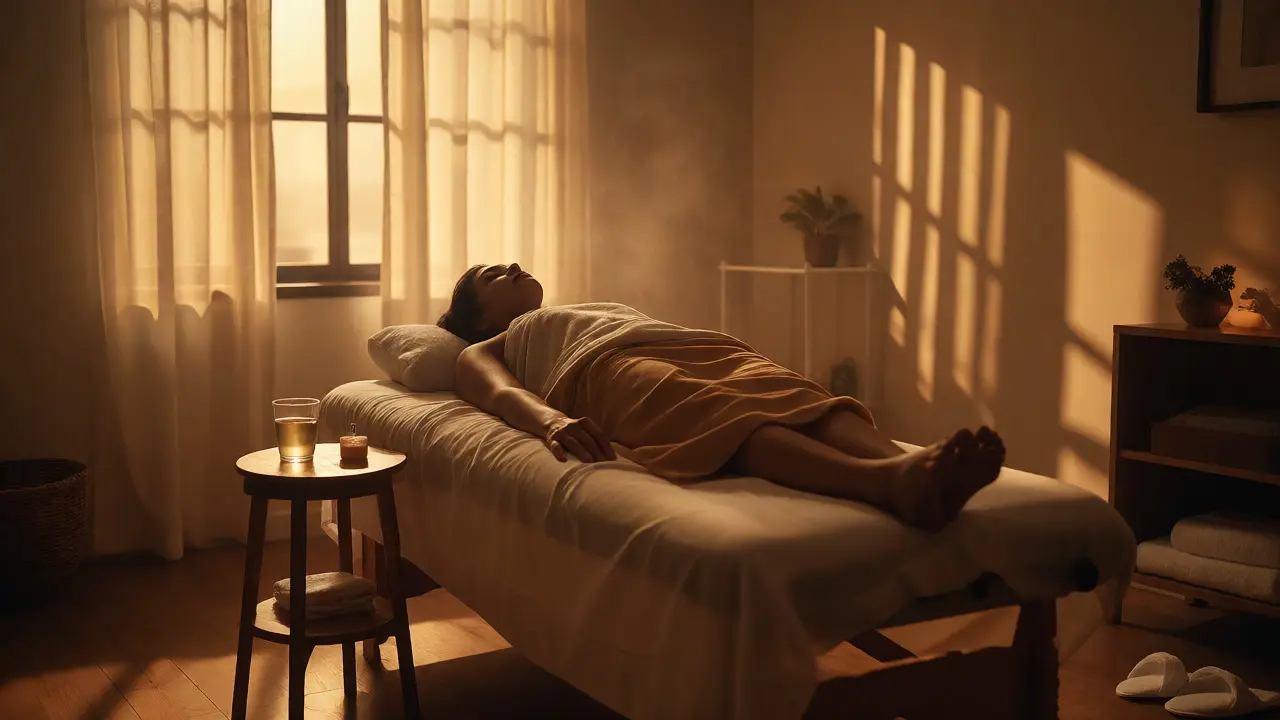 Klient odpočívá po masáži s pocitem klidu a relaxace